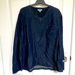 COS denim long sleeve V-neck Blouse